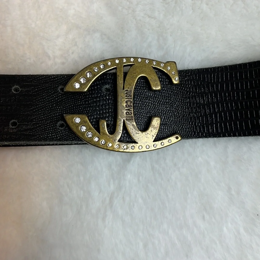JUST CAVALLI Black ITTIERRE Belt RARE ✨Vintage 38